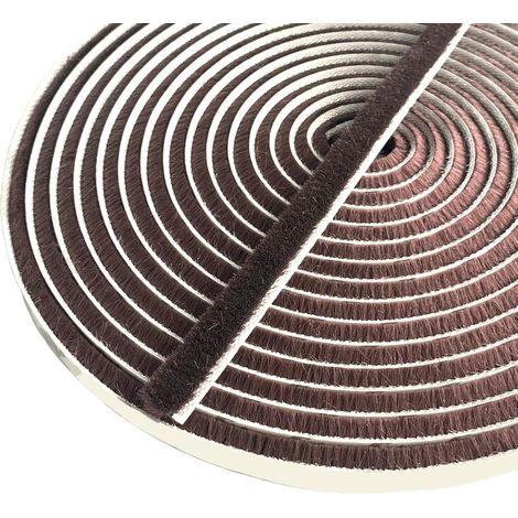Selbstklebende Bürstenleisten, Bürstenleisten für Schiebetüren, braun, 10 m (Länge) x 9 mm (Breite) x 15 mm (Dicke). (1/5)