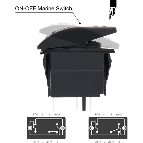 12V 20A 5-pin rocker switch for LED control, suitable for automobiles and yachts, single-pole single-throw switch, black hard. (1/4)