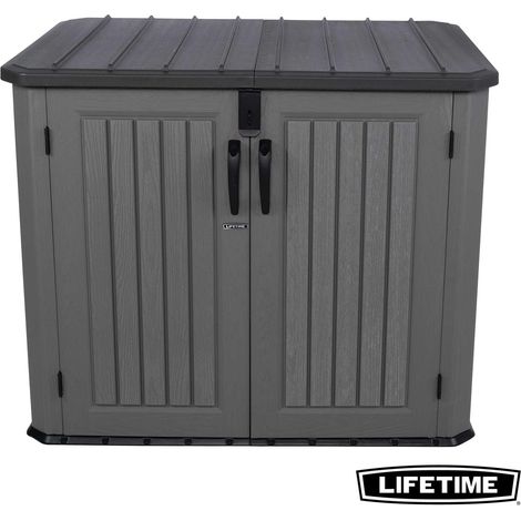 Lifetime – Coffre d'extérieur cache-poubelle résine haute densité 1300L – Résistant aux intempéries – Finition bois sans entretien – Structure renforcée (1/5)