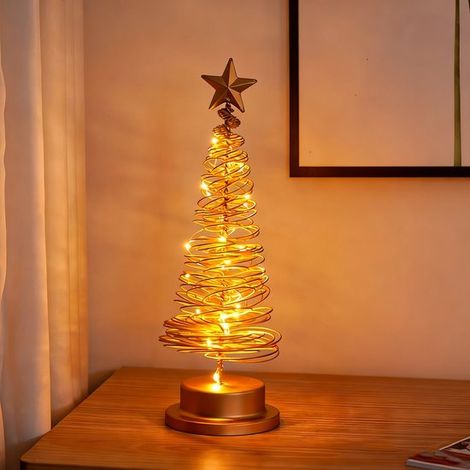 Éclairage d'ambiance – Lampe de table en forme de sapin de Noël – Mini sapin décoratif pour chambre – Petit sapin lumineux à poser (1/5)