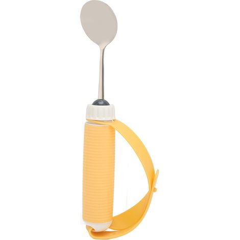 Cuillère adaptée pour patients handicapés - Aide alimentaire en inox antidérapant, couverts ergonomiques faciles à saisir pour arthrite (1/5)