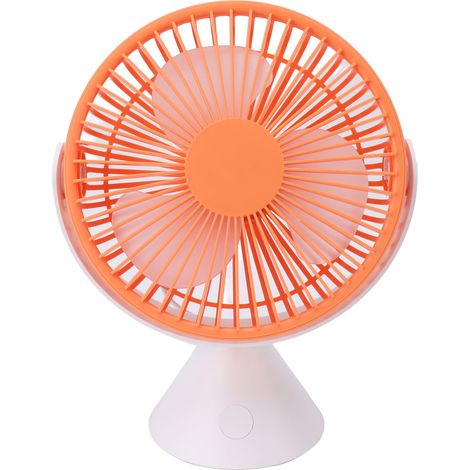 Ventilateur de table à 3 vitesses avec support mural, double usage, USB, rotation à 360°, idéal pour le camping, les tentes et les plafonds, 1500 mAh, orange