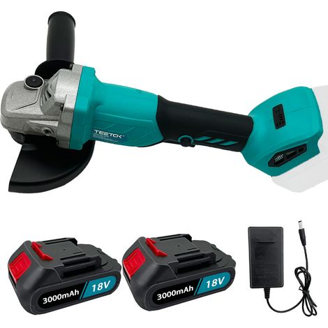 Teetok – Meuleuse d'angle sans fil 125 mm – Moteur sans balais 850W – 2 batteries 3,0Ah – Chargeur et accessoires inclus – Compatible Makita 18V (1/5)