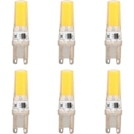 G9 LED-Lampe, 9-W-Halogenlampe, Kaltweiß 6500 K, 500 lm, flimmerfreie G9-LED, dimmbar, für Schlafzimmer, Wohnzimmer, Küche, 6 Stück [Energieklasse F]