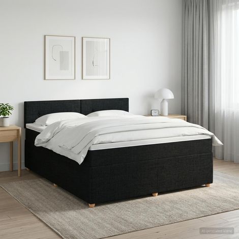Cama box spring con colchón Negro 140 x 190 cm Tela (1/5)