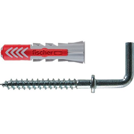 Fischer 25 Tasselli Duopower con Gancio Medio, grigio/rosso, 6 x 30 mm, Universali per Muro pieno, Mattone Forato, Cartongesso, 541744 (1/5)