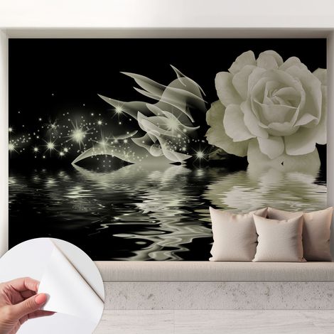 Papier peint adhésif autocollant pour salon chambre à coucher peint imprimé Installation facile Rose lumineuse 208x146 cm (1/5)