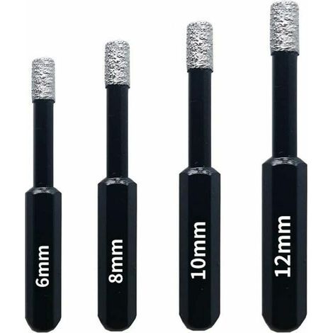 Lucky-88 – Coffret de forets diamant pour carrelage et céramique – 4 pièces 6/8/10/12mm – Acier inoxydable avec revêtement diamant – Pour perceuses à cordon (1/5)