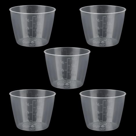Juego de 5 tazas medidoras de arroz, tazas medidoras de cocina de 160 ml, tazas medidoras para olla arrocera, tazas medidoras de plástico transparente, para medir ingredientes secos y líquidos en la c (1/5)