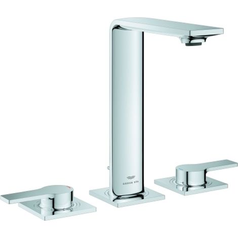 GROHE Grifo de lavabo de 3 agujeros Allure 201881 con manecillas cromado, 20188001