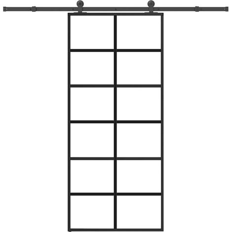 Schiebetür mit Beschlag 90x205 cm ESG-Glas & Aluminium