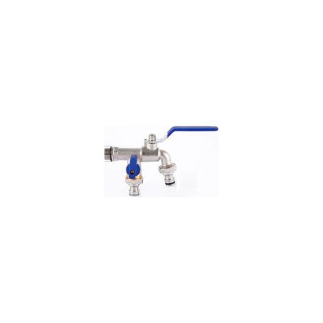 Robinet double de jardin, robinet d'eau en laiton, robinet de calibre 3/4 pouces de haute qualité - bleu (1/4)