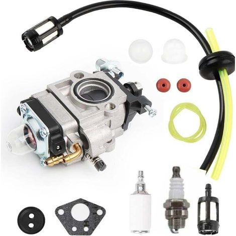 Carburetor for brush cutter, brush cutter carburetor set, brush cutter carburetor, carburetor with spark plug, 52cc 49cc 43cc with gasket, starter pump, pipe, valve, spark plug and fi MUMU