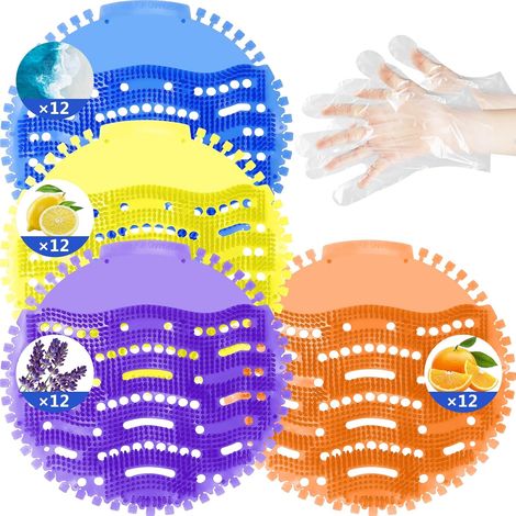 Lot de 48 Écrans d'Urinoir Désodorisants, 4 Parfums Assortis (1/5)