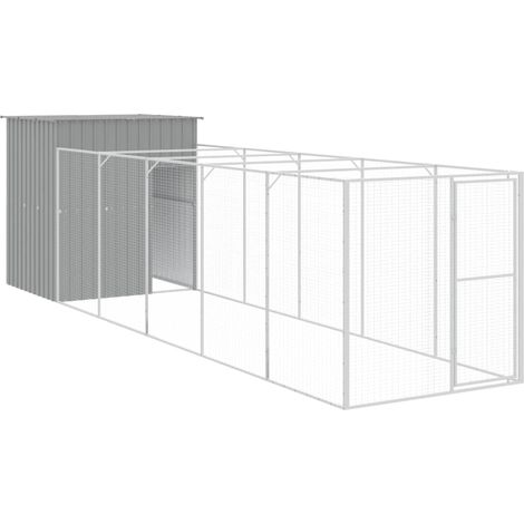 Cuccia per cani con cortile luminoso 165 x 659 x 181 cm grigio 020043499