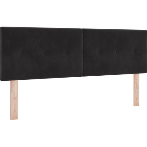 Vidaxl – Tête de lit 144 cm en velours noir – Structure en bois d'ingénierie et pin massif – Hauteur réglable pour un confort optimal (1/5)