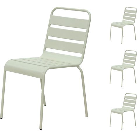 Lot de 4 chaises de jardin en métal beige - BACA (1/5)