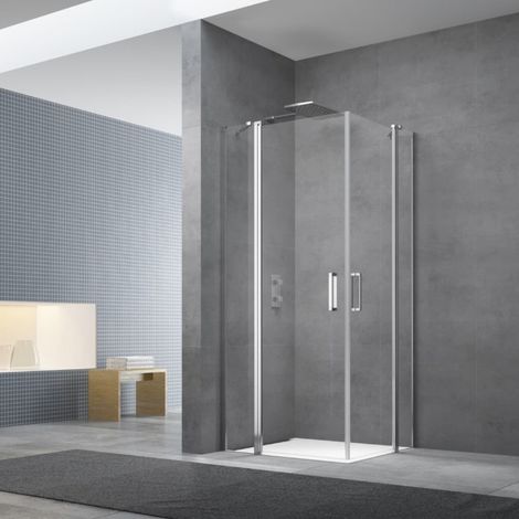 Swiss Aqua Technologies Porte doccia girevoli angolari Fusion Acces 90x90cm anti-calcare con profili cromati lucidi (SATFUD9090-SET)