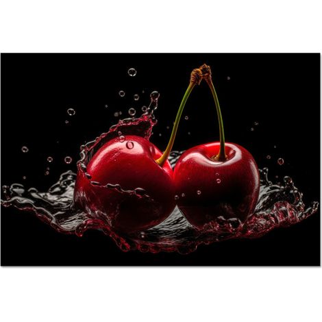 CRÉDENCE DE CUISINE Cerise - Rouge - Fruit - Eau - Noir 70x50 (1/5)
