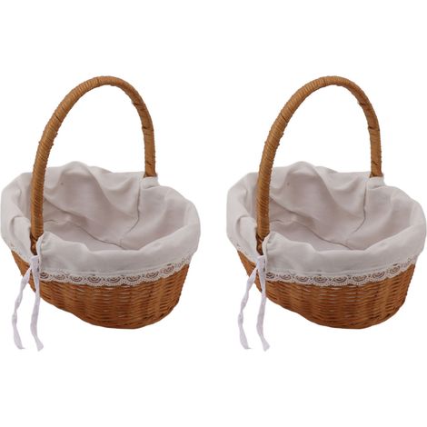 2 Pièces Panier en Osier avec Poignée, Corbeille de Rangement Tressée pour Décor Noces et Maison (1/5)