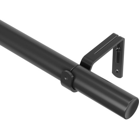 Tringle à rideaux embouts cylindriques, 163-325 cm, Noir (1/5)