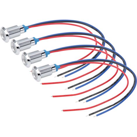 Lot de 4 LED rondes 10mm pré-câblées étanches anti-poussière, bicolores cathode commune, rouge et bleu, 110-220V (1/5)