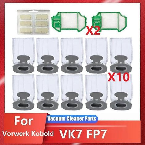 Sacs à poussière pour aspirateur sans fil Kobold VK7 FP7, 10 sacs à poussière, 2 pré-filtres, 1 dosette/bâtonnet parfumé (1/5)