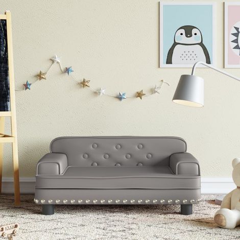 Canapé pour enfants, Fauteuil enfants, Canapé Relax Salon, Canapé droit fixe gris 70x45x30 cm similicuir MJU8608 (1/5)