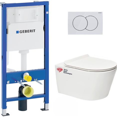 Pack WC suspendu Brevis sans bride – Bâti-support Geberit 112cm – Abattant ultra-fin softclose – SKU BREVISGEB1