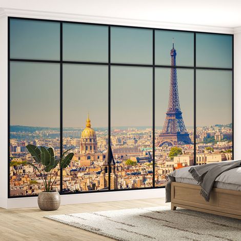 Papier peint panoramique Trompe l'oeil Verrière - Paris tour eiffel - 130 cm x 82 cm (1/5)