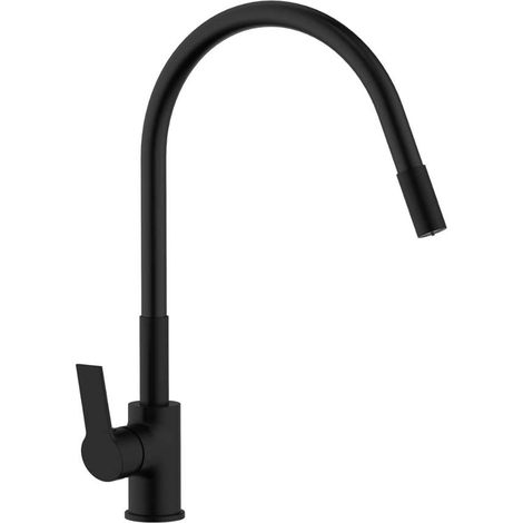 Jika Cubix - Grifo de fregadero con brazo flexible y ducha, negro mate H3512I17164201 (1/2)