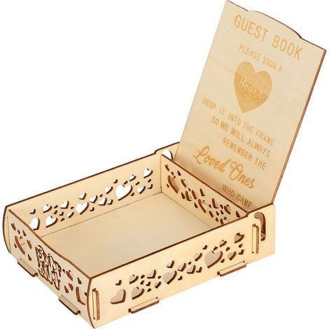 Livre d'or en bois, boîte à messages, porte-cartes cadeaux, articles de mariage romantiques pour signatures (1/5)