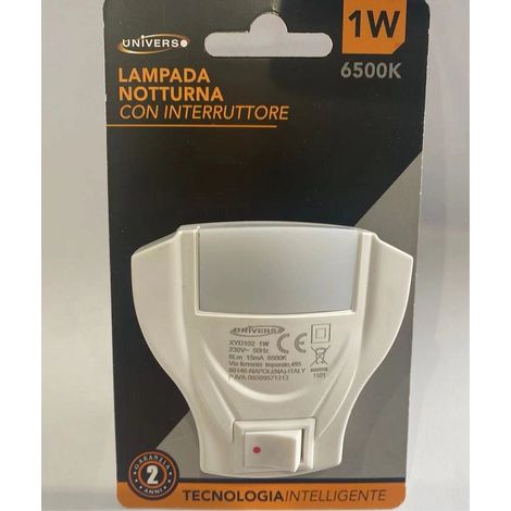 TRADE SHOP - Lampada Led Luce Notturna Con Interruttore 1 W Luce Fredda 6500k 6lm Ip20 Xyd102 - (1/2)