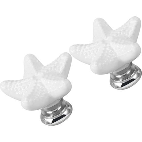Bouton de Meuble D'étoile en Céramique Blanc 2 Pièces Boutons de Meuble en Céramique, Alliage de Zinc et Céramique, pour Tiroir et Armoire, Usage Maison et Ktv (1/5)