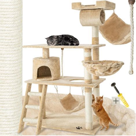 Katzenbaum, Höhe 141 cm, Sisal, Tunnel, Korb, Leiter, Katzenhaus für drinnen (1/5)