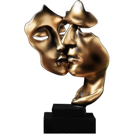 Skulptur, Heimdekoration, Maske, Goldstatue, Gesicht, moderne Harzfiguren