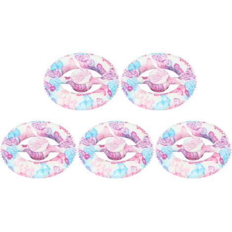 Lot de 5 bagues anti-stress en silicone imprimé, papillon bleu et rose, anneau de grip rond pour doigt, outil de rééducation et d'entraînement à la maison (1/5)