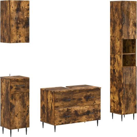 Maison Exclusive - Set di Mobili da Bagno da 4 Pezzi HAARLEM Rovere Fumo (1/5)