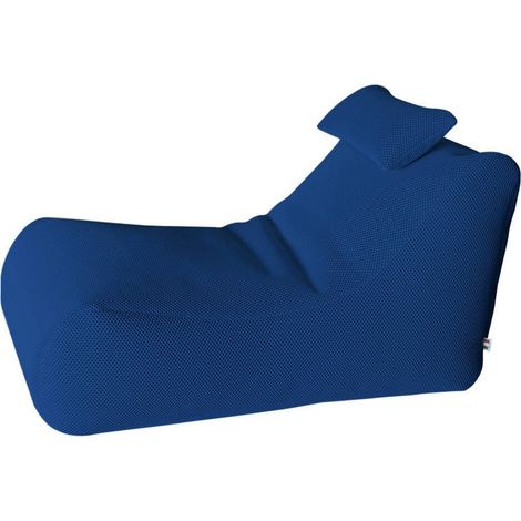 Dmora - Pouf Abuli, Mehrzwecksessel, Sitzsack, Hockerhocker, Made in Italy, 70x120 h65 cm, Blau