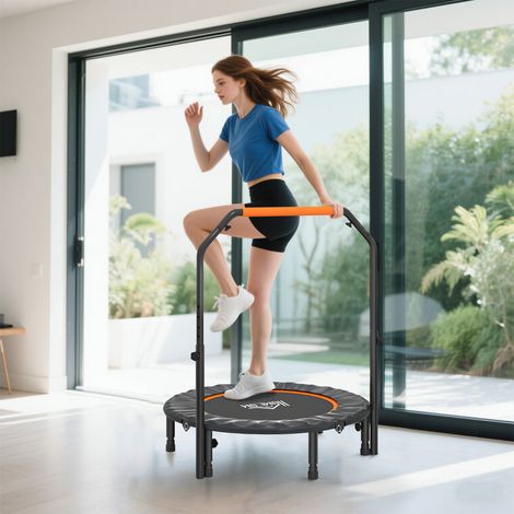 Fitnesstrampolin, klappbar, verstellbarer Haltegriff, Ø102 x 123H cm, bis 150 kg, Schwarz