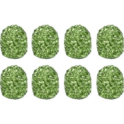 Bouchon de tige de Valve de pneu de voiture, 8 pièces, strass scintillant fait à la main, attrayant universel pour Modification vert (1/5)