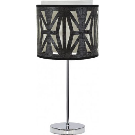 Lampada da Tavolo Katerina 1xe14 Cromo/Legno Nero 42x17x17 Cm
