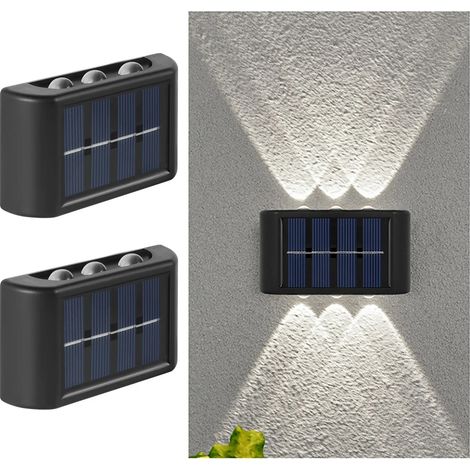 Set mit 2 Solar-Zaunleuchten, kleinen Solar-Stufenleuchten, wasserdichten Wandleuchten, ideal für Außenbereiche wie Terrassen, Gartenhäuser und Pools – weißes Licht