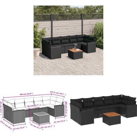8-tlg. Garten-Sofagarnitur mit Kissen Schwarz Poly Rattan - Gartensorte - Gartenmöbel Set - PE-Rattan Möbel - Outdoor Lounge - Esstisch - Home & Living (1/3)