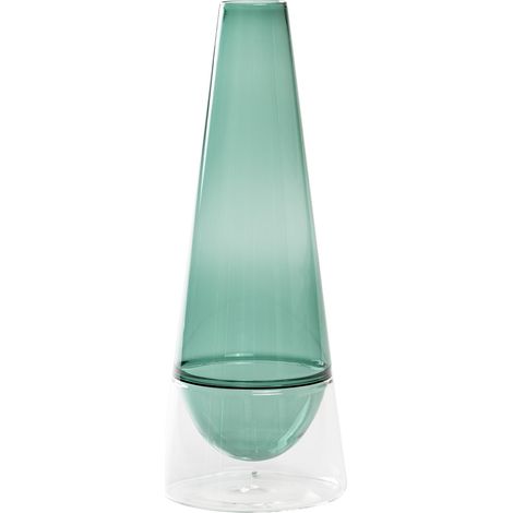 Vaso Conosfera 100 in vetro borosilicato soffiato a mano, design elegante color verde lago, tecnica incalmo per un complemento d'arredo unico