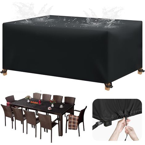 Housse Salon De Jardin Exterieur Bâche Table Exterieur 210x110x75cm, Oxford Tissu, Anti-UV Résistant (1/5)