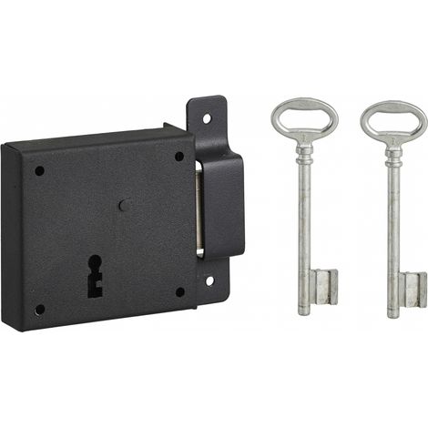 Thirard – Serrure horizontale en applique à clé pour porte de cave – Pêne seul – Sens droite – Axe 50mm – Dimensions 85x76mm – Coffre acier cambré