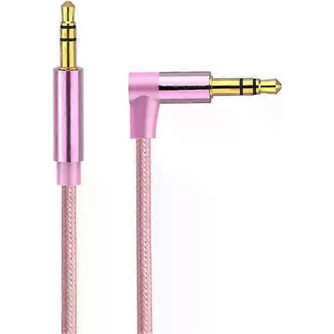 Câble audio coudé mâle-mâle 3,5 mm - 50 cm, or rose (1/3)