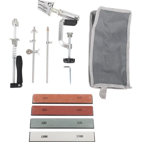 Kit de Affûtage Couteau Chef Cuisine Système Angle Fixe avec 6 Pierres à Eau 120 320 600 1500 5000 6000 Grit (1/5)