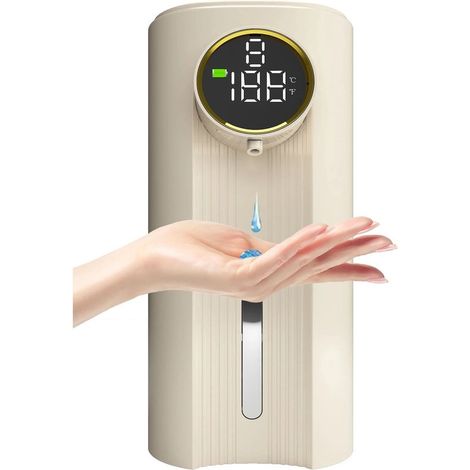 Distributore automatico di sapone senza contatto con sensore, beige, per gel, 350 ml, 8 x 8 x 18,5 cm